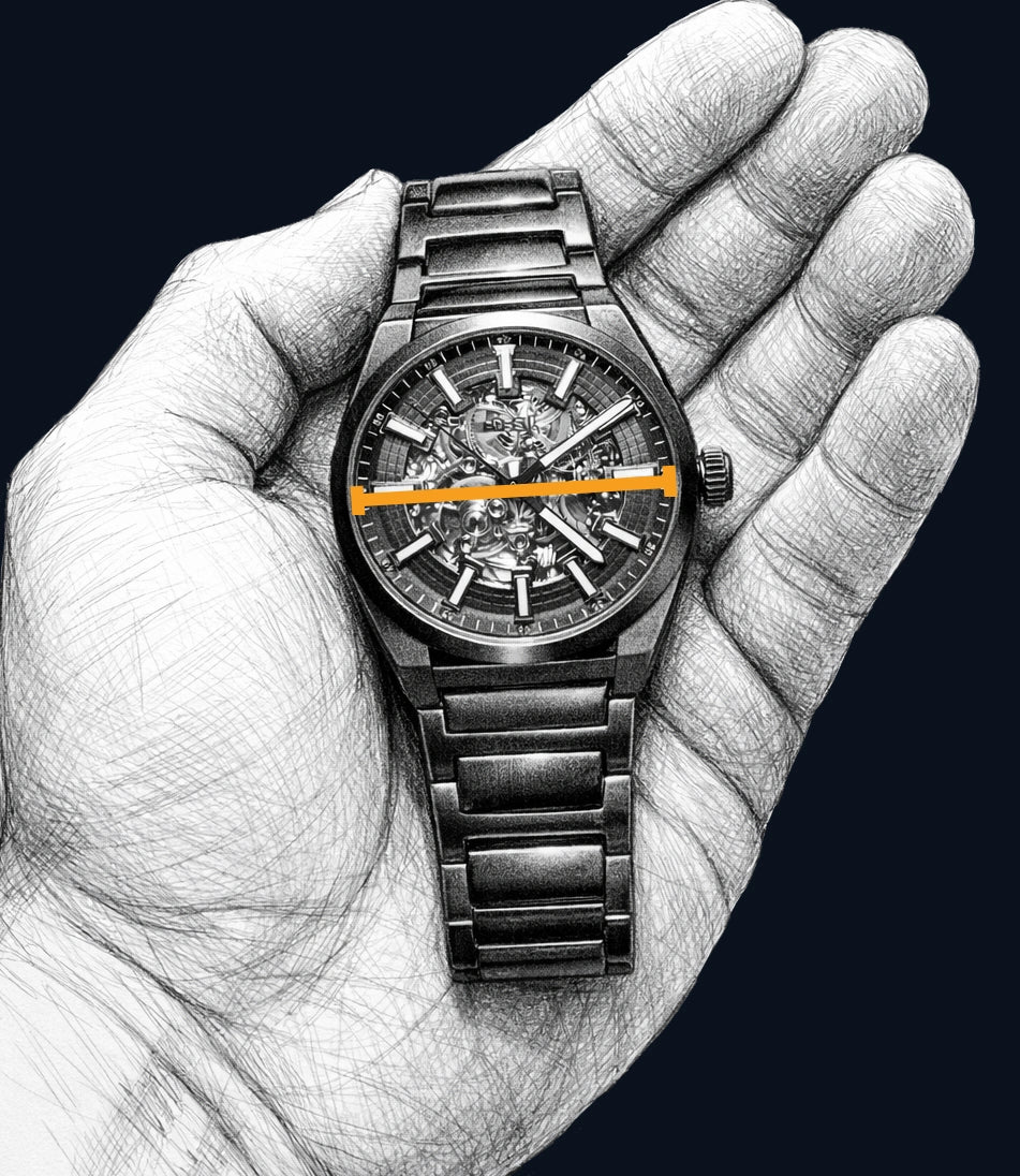 Guide mesure du diametre de montre.